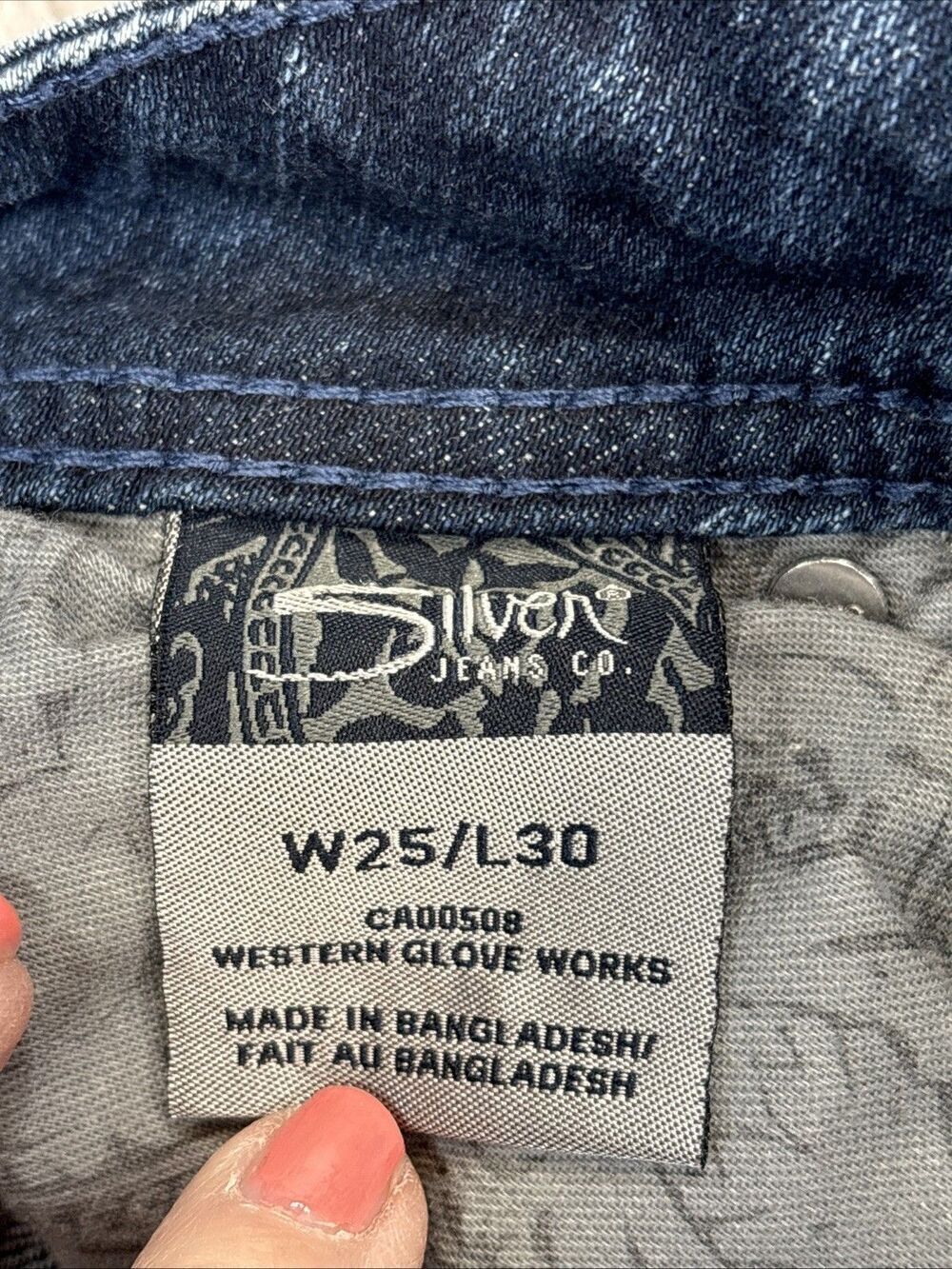 Silver Suki Surplus Low Rise Bootcut Jeans Womens 25x30 Blue Outline Stitch - Picture 7 of 14